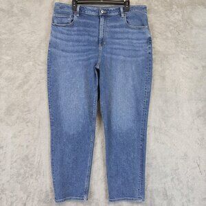 American Eagle Mom Jeans Womens 20 Blue High Rise Relaxed Stretch Denim